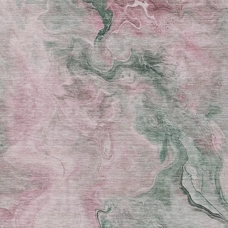 10' X 14' Blush And Sage Abstract Washable Indoor Outdoor Area Rug