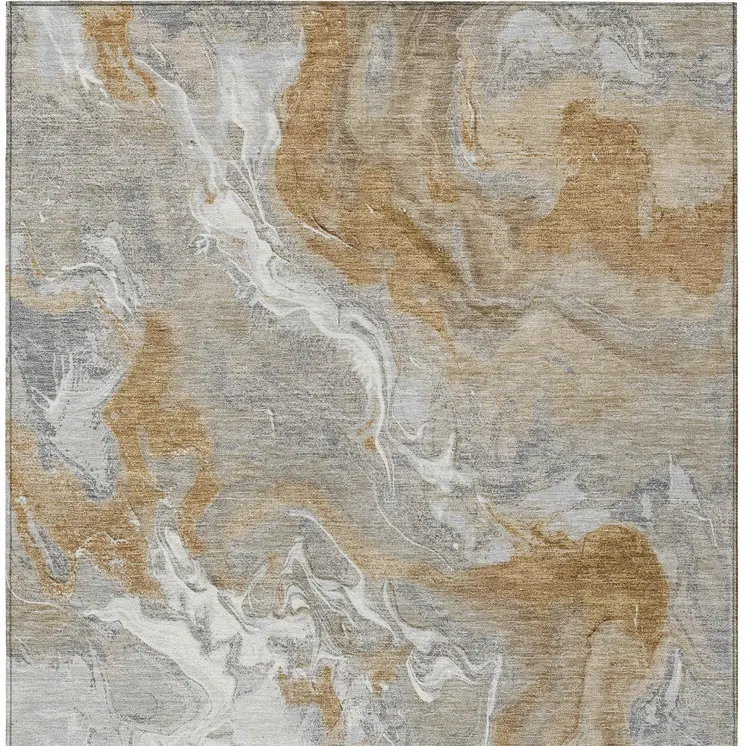 8' X 10' Graphite And Ivory Abstract Washable Indoor Outdoor Area Rug