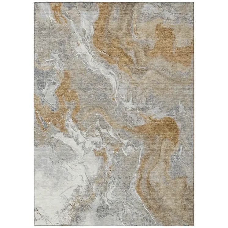 10' X 14' Graphite And Ivory Abstract Washable Indoor Outdoor Area Rug