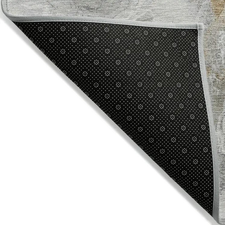 10' X 14' Graphite And Ivory Abstract Washable Indoor Outdoor Area Rug