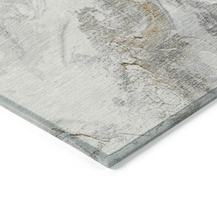 10' X 14' Graphite And Ivory Abstract Washable Indoor Outdoor Area Rug