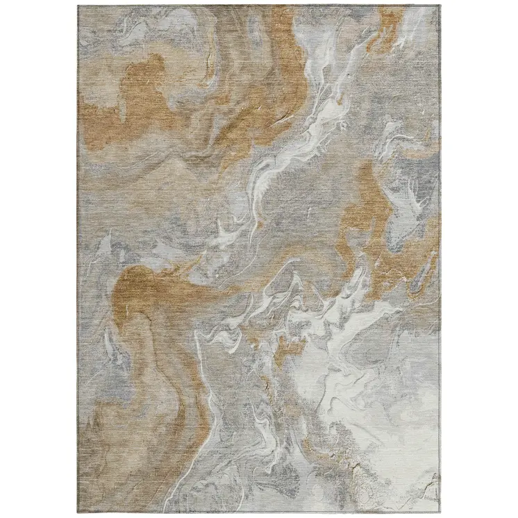 10' X 14' Graphite And Ivory Abstract Washable Indoor Outdoor Area Rug