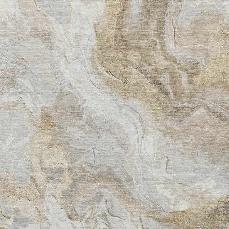 8' X 10' Ivory And Beige Abstract Washable Indoor Outdoor Area Rug