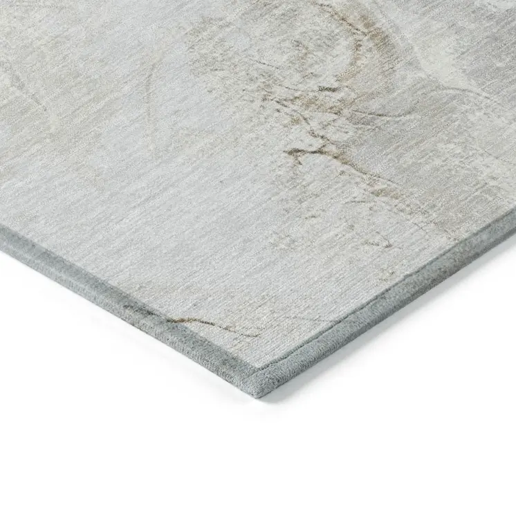 9' X 12' Ivory And Beige Abstract Washable Indoor Outdoor Area Rug