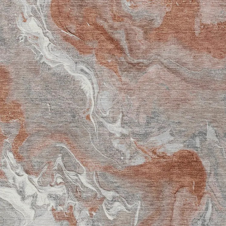 3' X 5' Salmon And Gray Abstract Washable Indoor Outdoor Area Rug