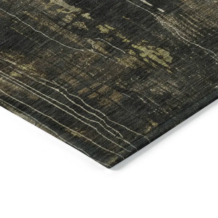 9' X 12' Beige And Taupe Abstract Washable Indoor Outdoor Area Rug