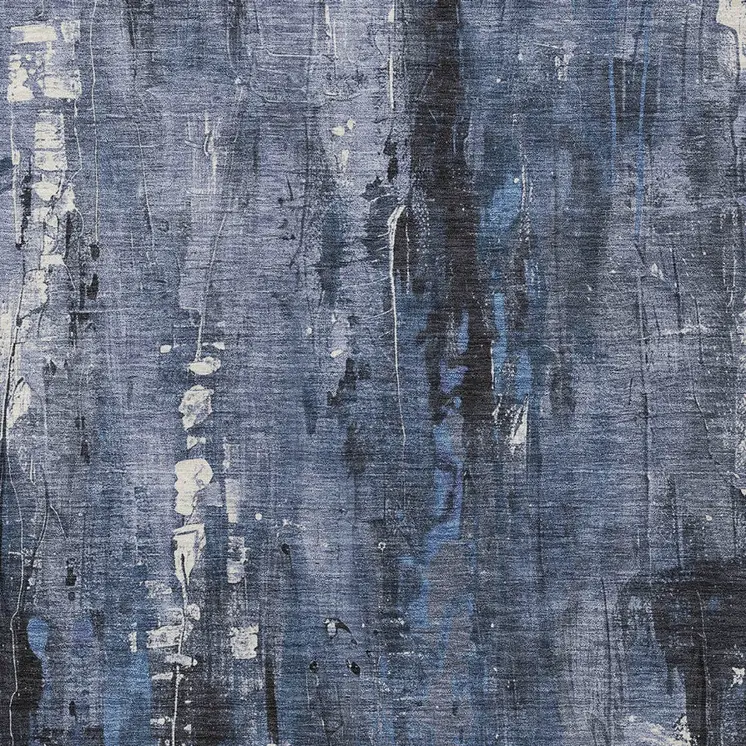 8' X 10' Blue And Ivory Abstract Washable Indoor Outdoor Area Rug