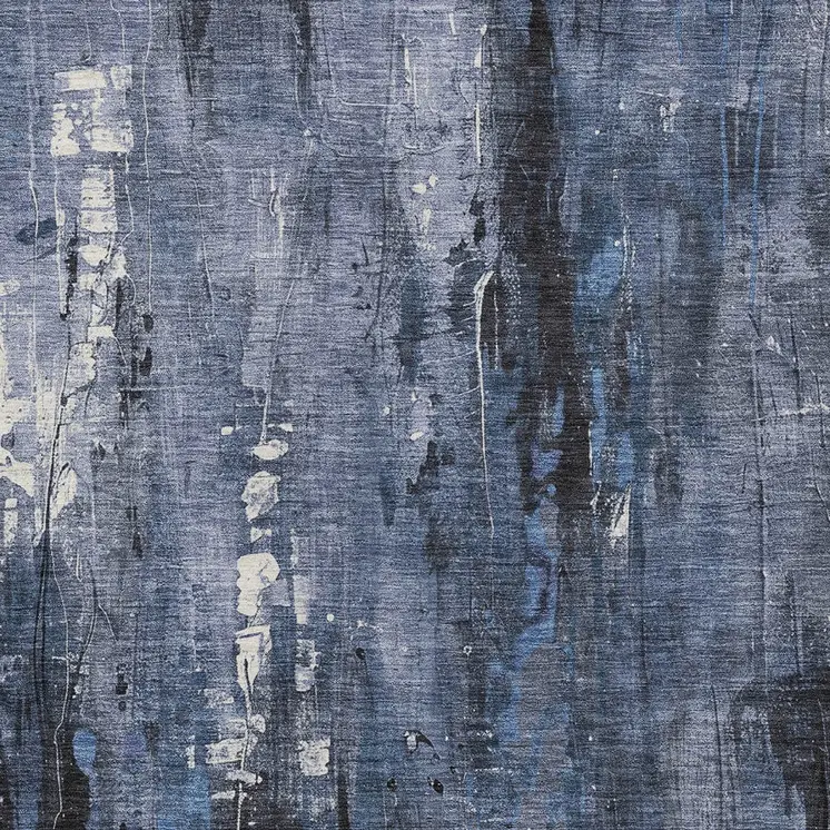 9' X 12' Blue And Ivory Abstract Washable Indoor Outdoor Area Rug