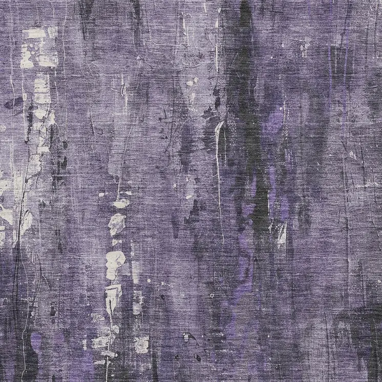 3' X 5' Purple And Ivory Abstract Washable Indoor Outdoor Area Rug