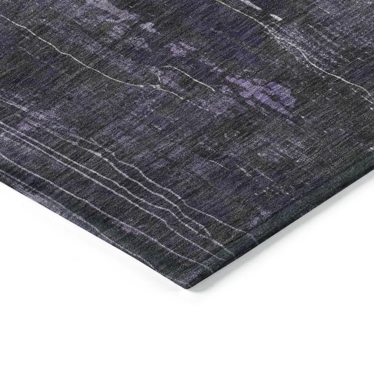 5' X 8' Purple And Ivory Abstract Washable Indoor Outdoor Area Rug