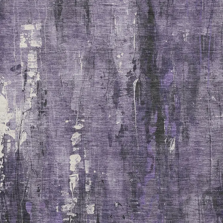 10' X 14' Purple And Ivory Abstract Washable Indoor Outdoor Area Rug