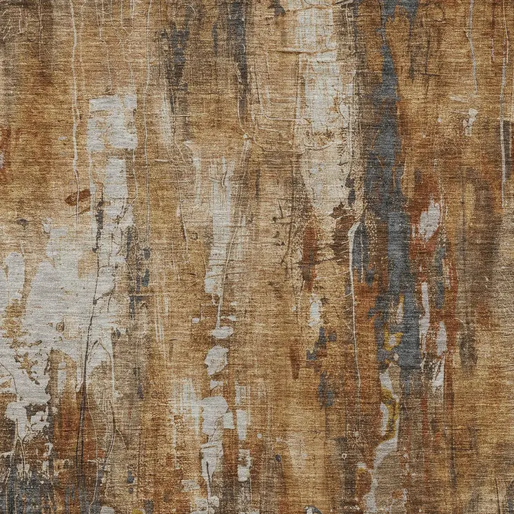 5' X 8' Rust Gray And Ivory Abstract Washable Indoor Outdoor Area Rug