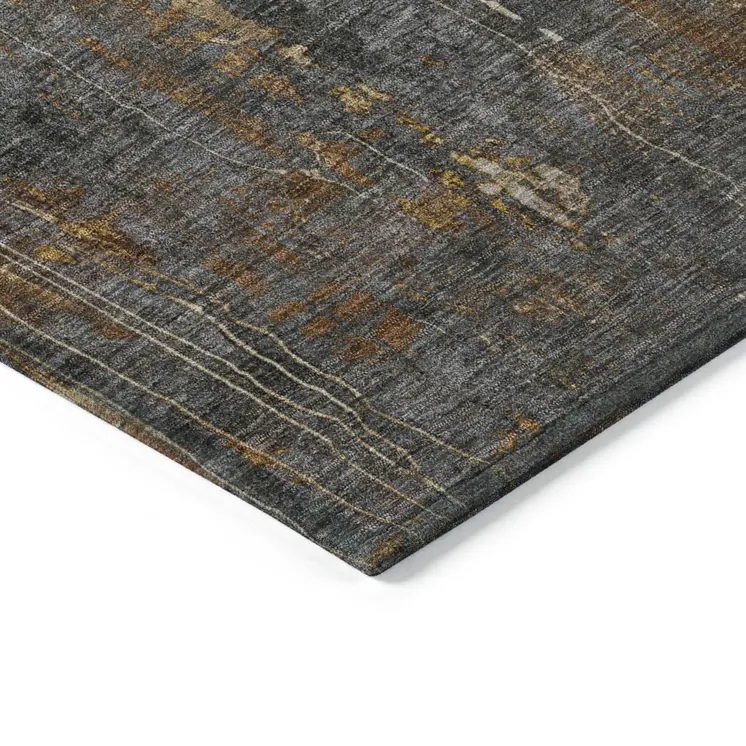 9' X 12' Rust Gray And Ivory Abstract Washable Indoor Outdoor Area Rug