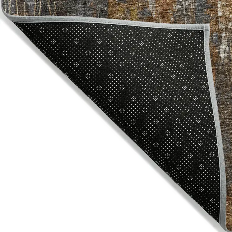 10' X 14' Rust Gray And Ivory Abstract Washable Indoor Outdoor Area Rug