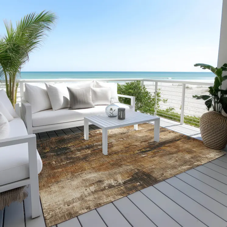 3' X 5' Taupe Gray And Ivory Abstract Washable Indoor Outdoor Area Rug