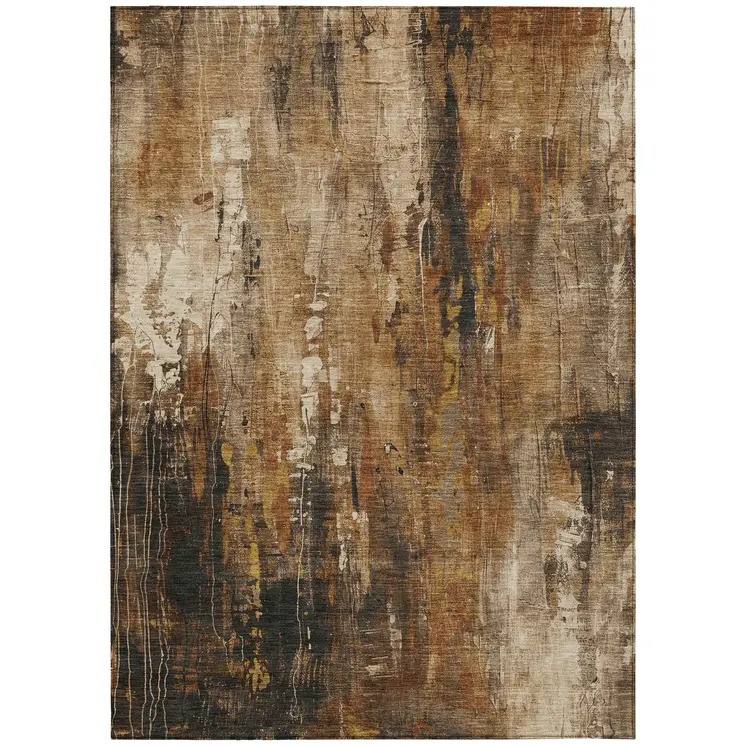 5' X 8' Taupe Gray And Ivory Abstract Washable Indoor Outdoor Area Rug
