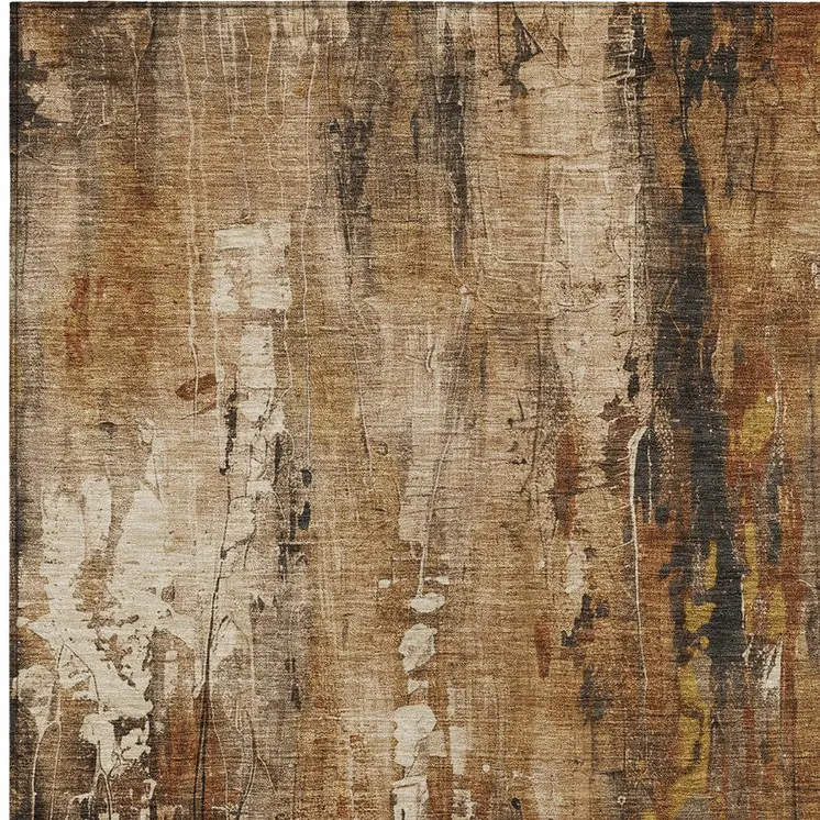 5' X 8' Taupe Gray And Ivory Abstract Washable Indoor Outdoor Area Rug