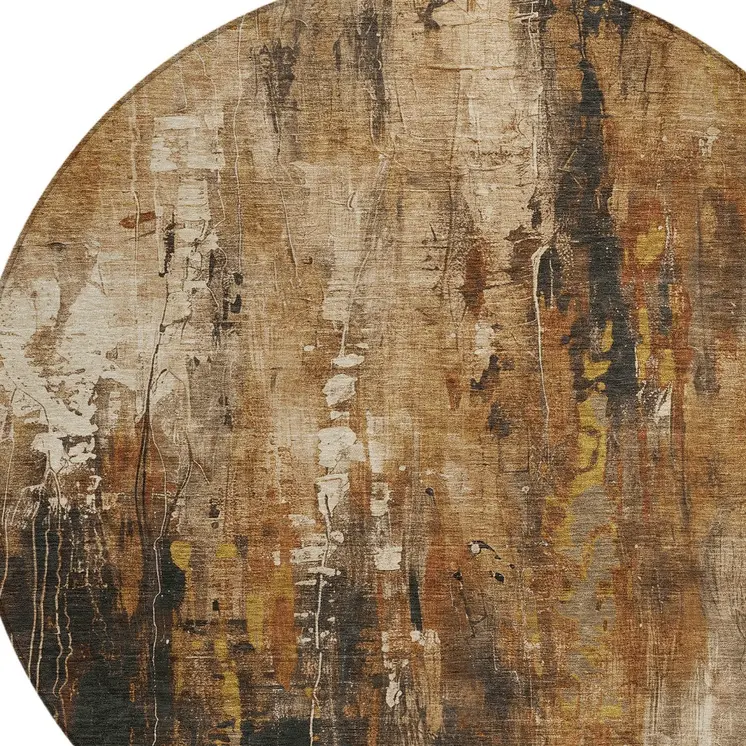 8' Taupe Gray And Ivory Round Abstract Washable Indoor Outdoor Area Rug