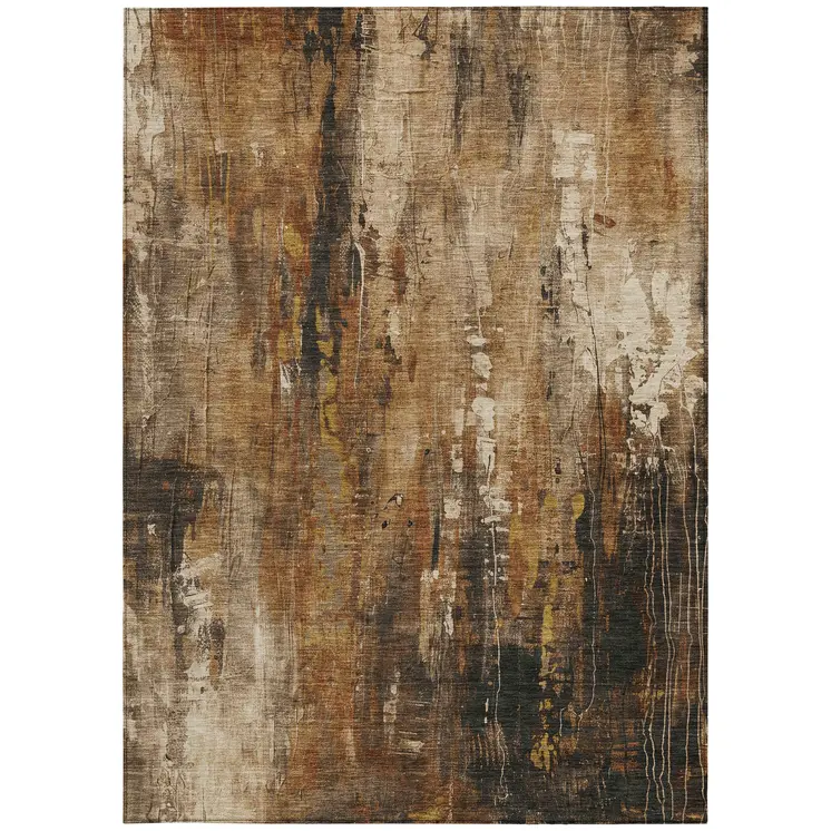 10' X 14' Taupe Gray And Ivory Abstract Washable Indoor Outdoor Area Rug