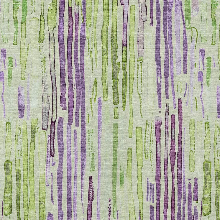 8' X 10' Artichoke Green And Purple Striped Washable Indoor Outdoor Area Rug