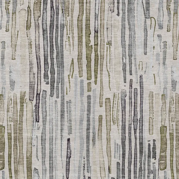 10' X 14' Beige And Gray Striped Washable Indoor Outdoor Area Rug
