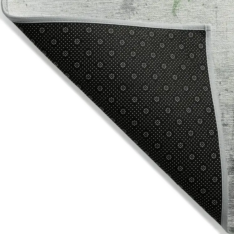 3' X 5' Artichoke Green And Gray Abstract Washable Indoor Outdoor Area Rug