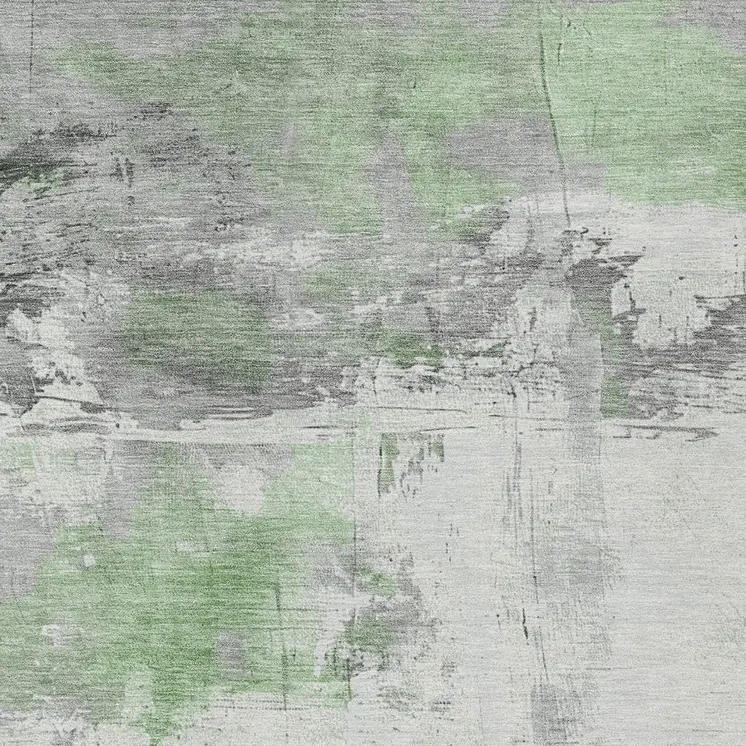 8' X 10' Artichoke Green And Gray Abstract Washable Indoor Outdoor Area Rug