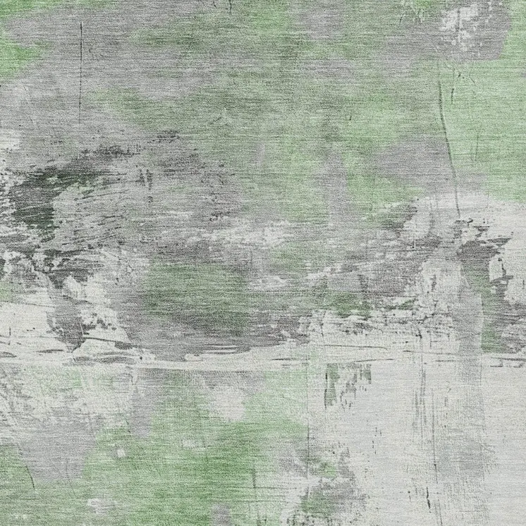 10' X 14' Artichoke Green And Gray Abstract Washable Indoor Outdoor Area Rug