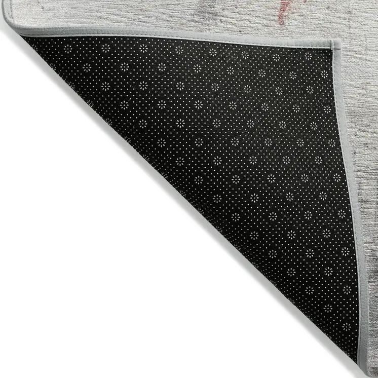 9' X 12' Coral And Gray Abstract Washable Indoor Outdoor Area Rug