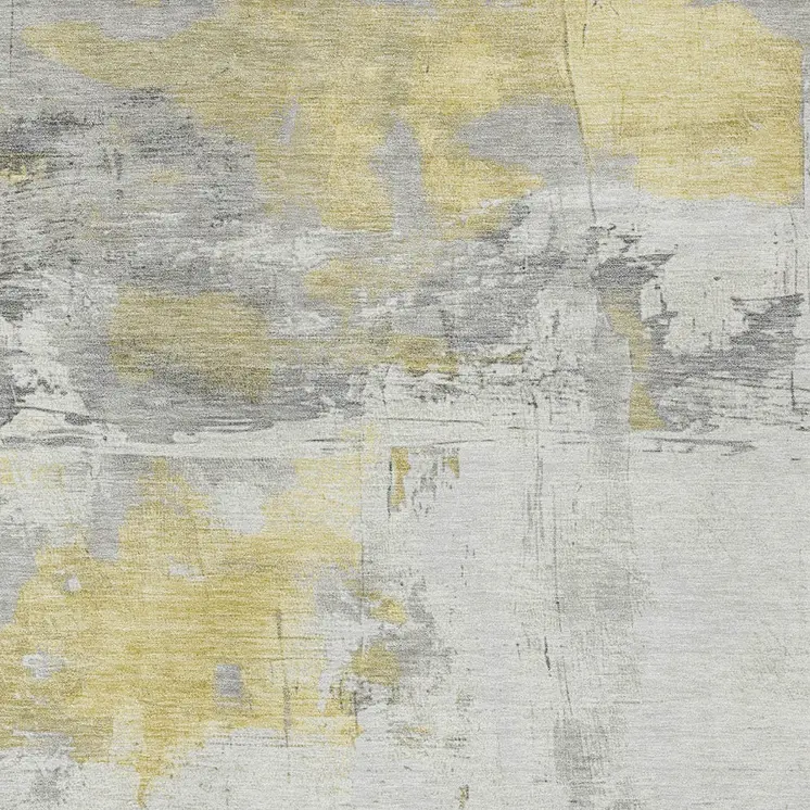 3' X 5' Gold And Gray Abstract Washable Indoor Outdoor Area Rug