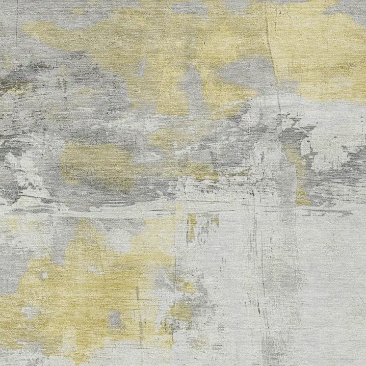 5' X 8' Gold And Gray Abstract Washable Indoor Outdoor Area Rug