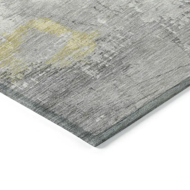 10' X 14' Gold And Gray Abstract Washable Indoor Outdoor Area Rug