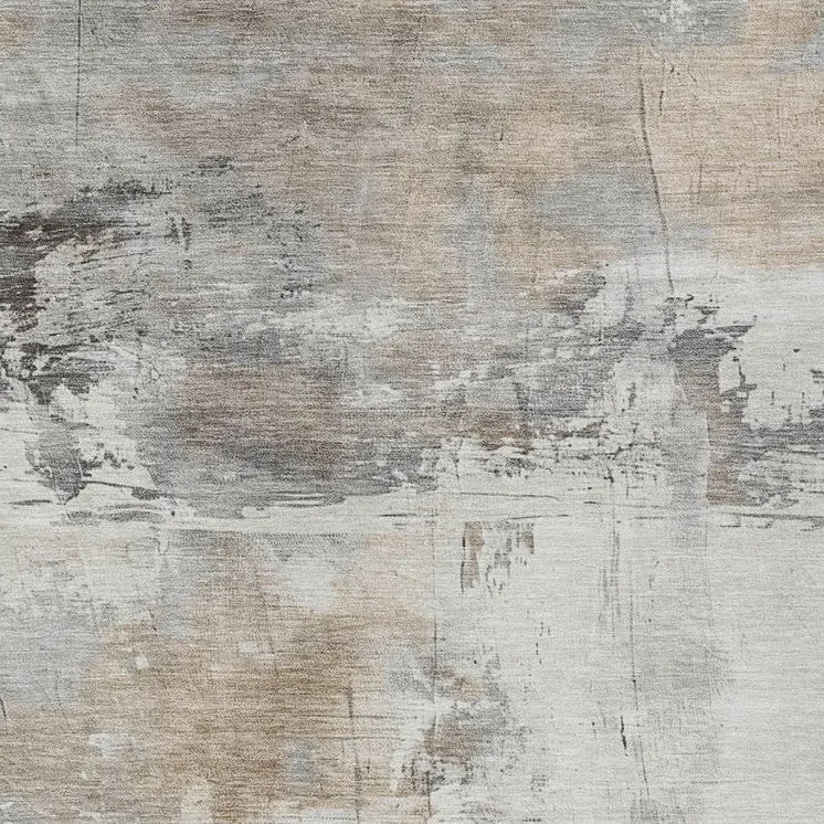 8' X 10' Ivory And Gray Abstract Washable Indoor Outdoor Area Rug