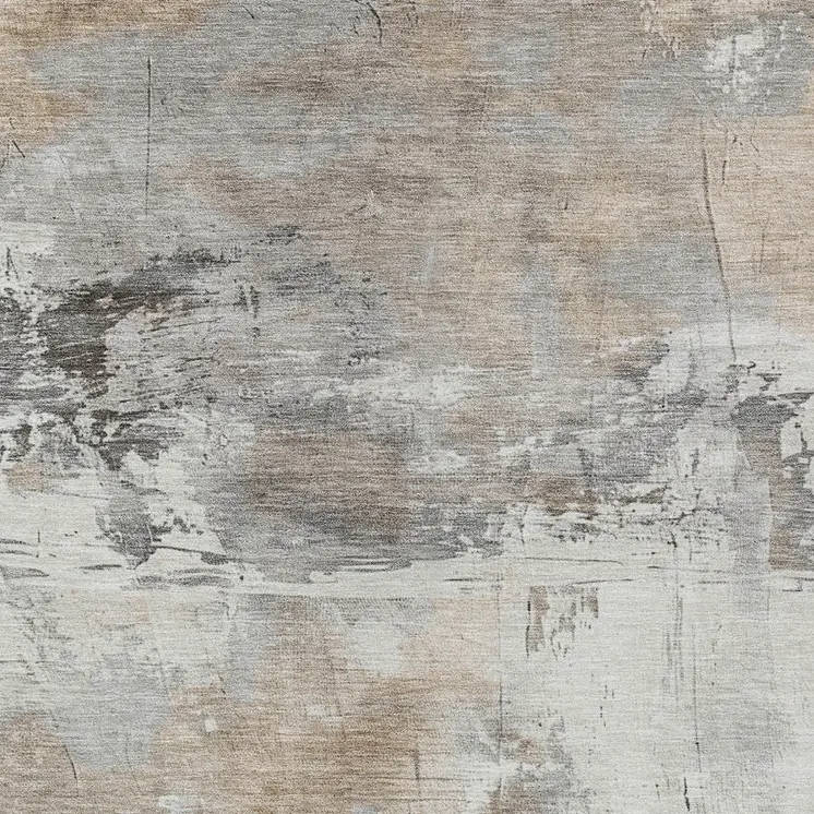 10' X 14' Ivory And Gray Abstract Washable Indoor Outdoor Area Rug
