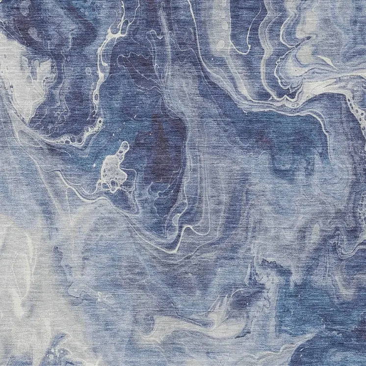 10' X 14' Blue And Ivory Abstract Washable Indoor Outdoor Area Rug