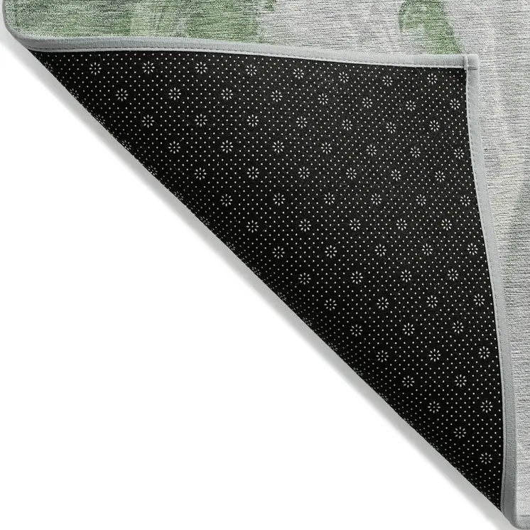 10' X 14' Green And Ivory Abstract Washable Indoor Outdoor Area Rug