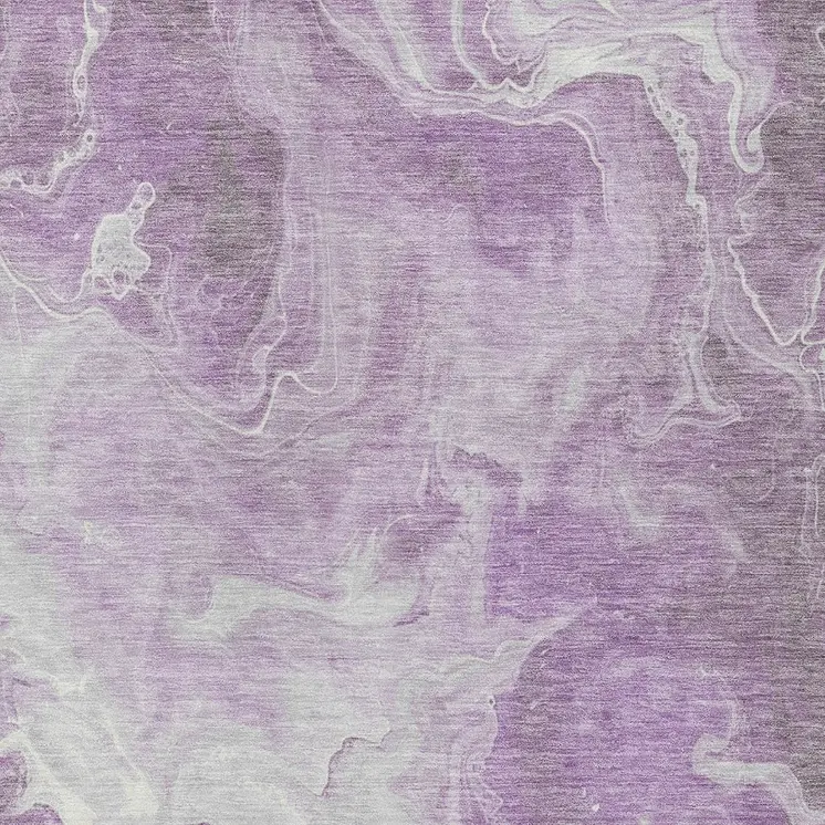 5' X 8' Lavender And Ivory Abstract Washable Indoor Outdoor Area Rug