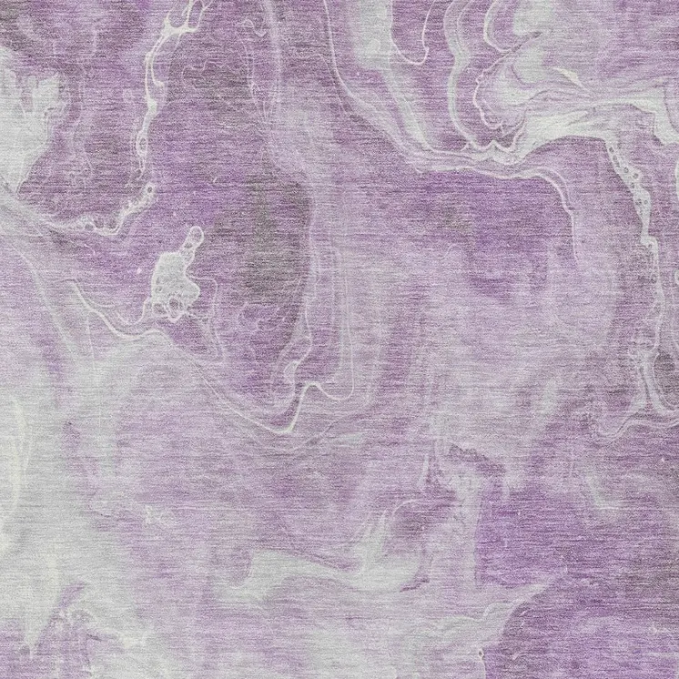 9' X 12' Lavender And Ivory Abstract Washable Indoor Outdoor Area Rug