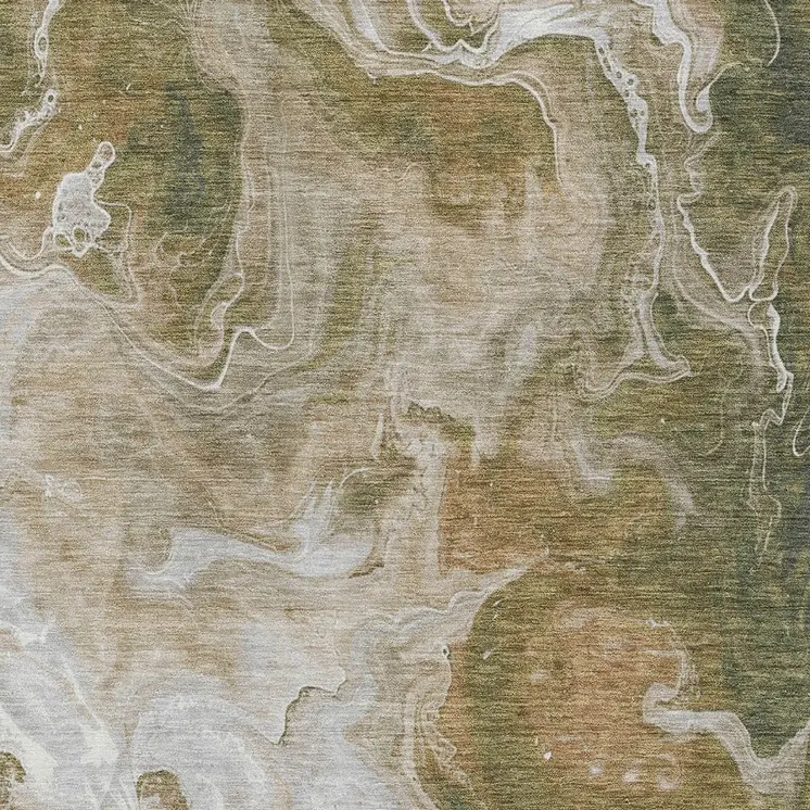 3' X 5' Brown And Ivory Abstract Washable Indoor Outdoor Area Rug