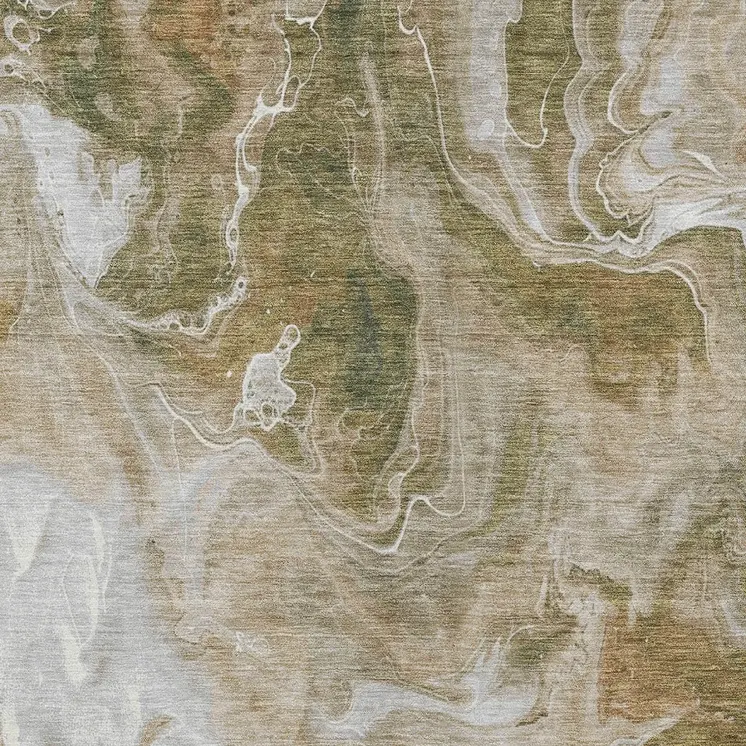 10' X 14' Brown And Ivory Abstract Washable Indoor Outdoor Area Rug