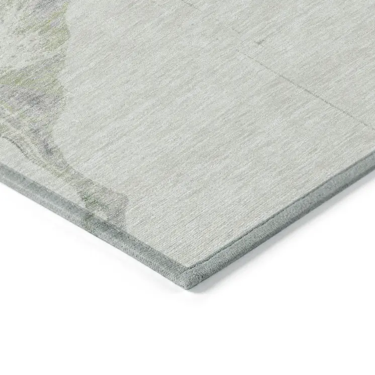 3' X 5' Artichoke Green Lavender And Ivory Abstract Washable Indoor Outdoor Area Rug