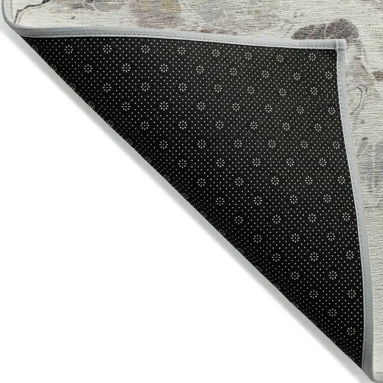 10' X 14' Beige Gray And Copper Abstract Washable Indoor Outdoor Area Rug