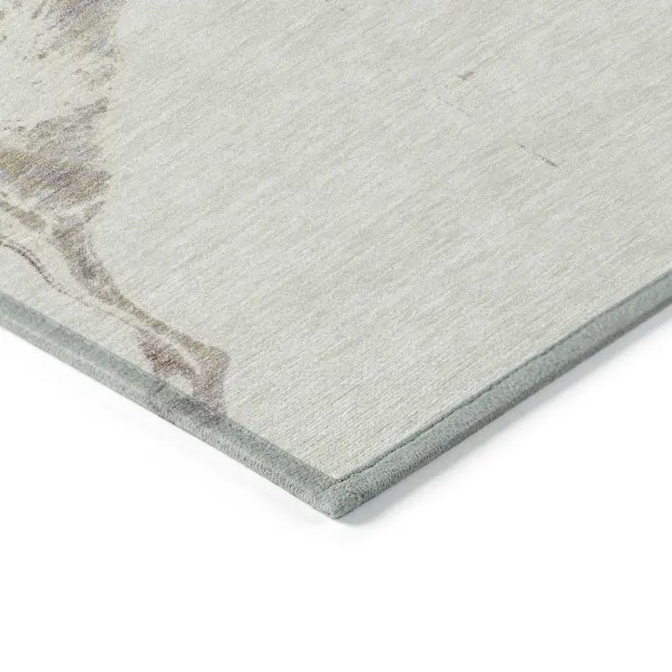 10' X 14' Beige Gray And Copper Abstract Washable Indoor Outdoor Area Rug