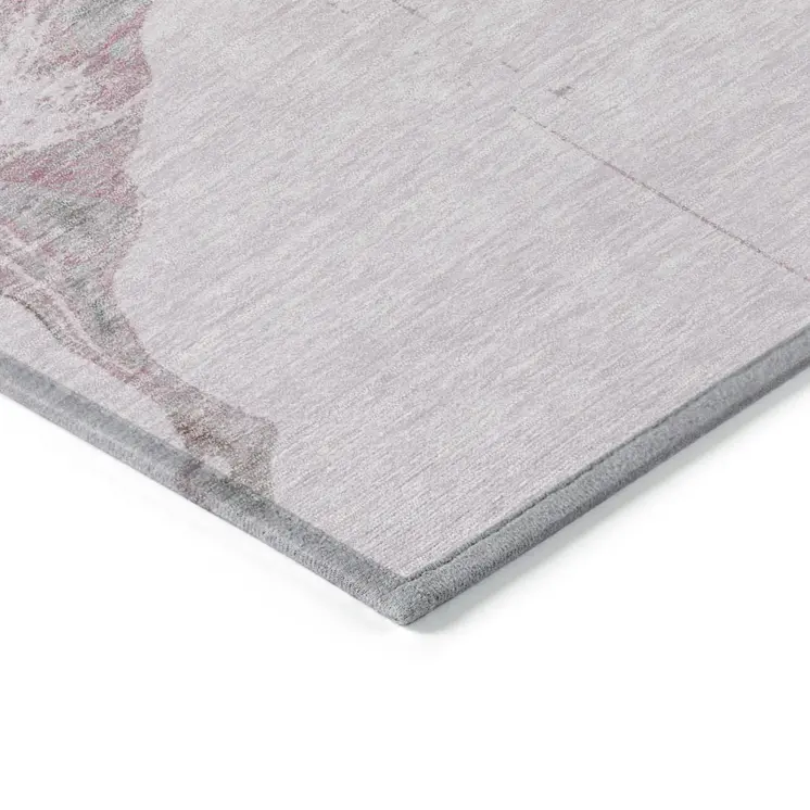 9' X 12' Pink Gray And Silver Abstract Washable Indoor Outdoor Area Rug