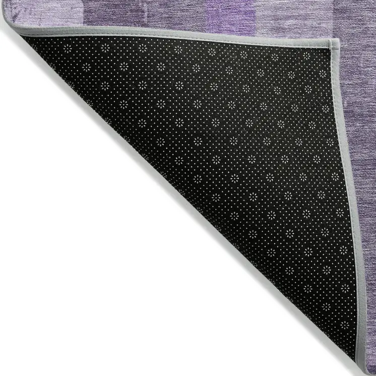 3' X 5' Purple And Lilac Striped Washable Indoor Outdoor Area Rug
