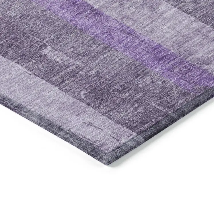 3' X 5' Purple And Lilac Striped Washable Indoor Outdoor Area Rug