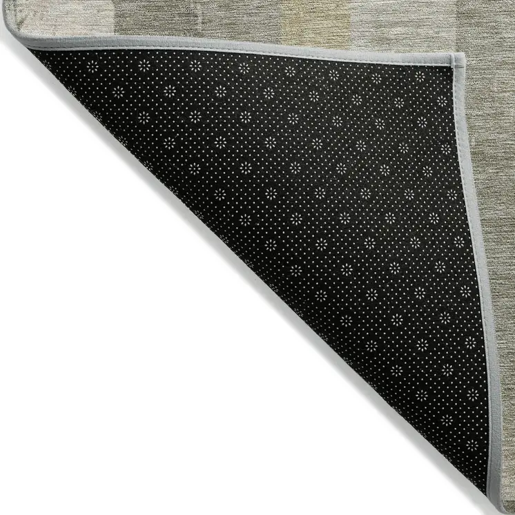 10' X 14' Taupe And Beige Striped Washable Indoor Outdoor Area Rug