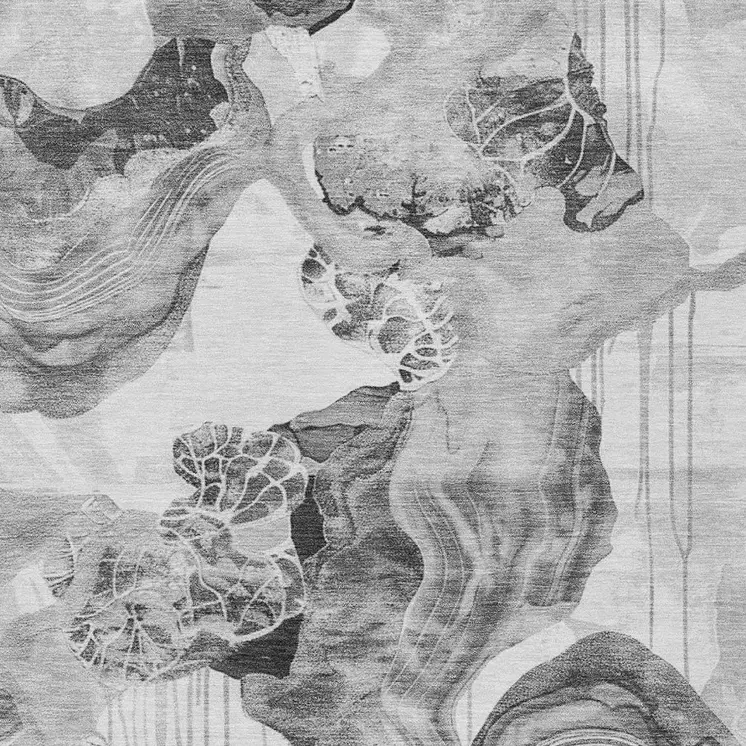 9' X 12' Gray And Silver Abstract Washable Indoor Outdoor Area Rug