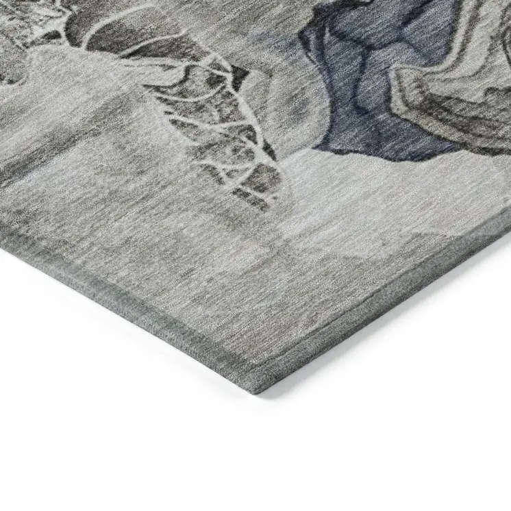 10' X 14' Ivory And Gray Abstract Washable Indoor Outdoor Area Rug