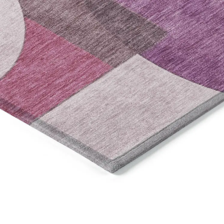 5' X 8' Blush And Mauve Geometric Washable Indoor Outdoor Area Rug
